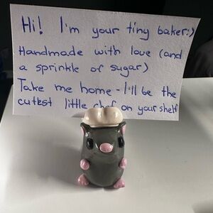 Mini Clay Chef Mouse | Card, Photo, or Note Holder | Handmade Decor & Gift